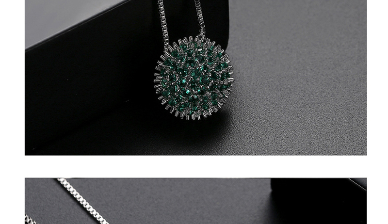 Fashion Platinum Green Zirconium Cubic Zircon Sunflower Necklace,Necklaces