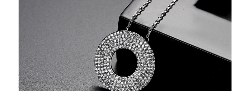 Fashion White Geometric Ring Copper Inlaid Zirconium Necklace,Necklaces