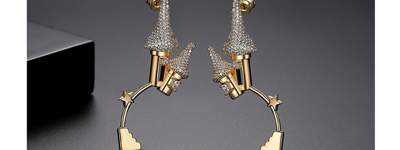 Fashion Golden Star Night Light Copper Studded Stud Earrings,Earrings