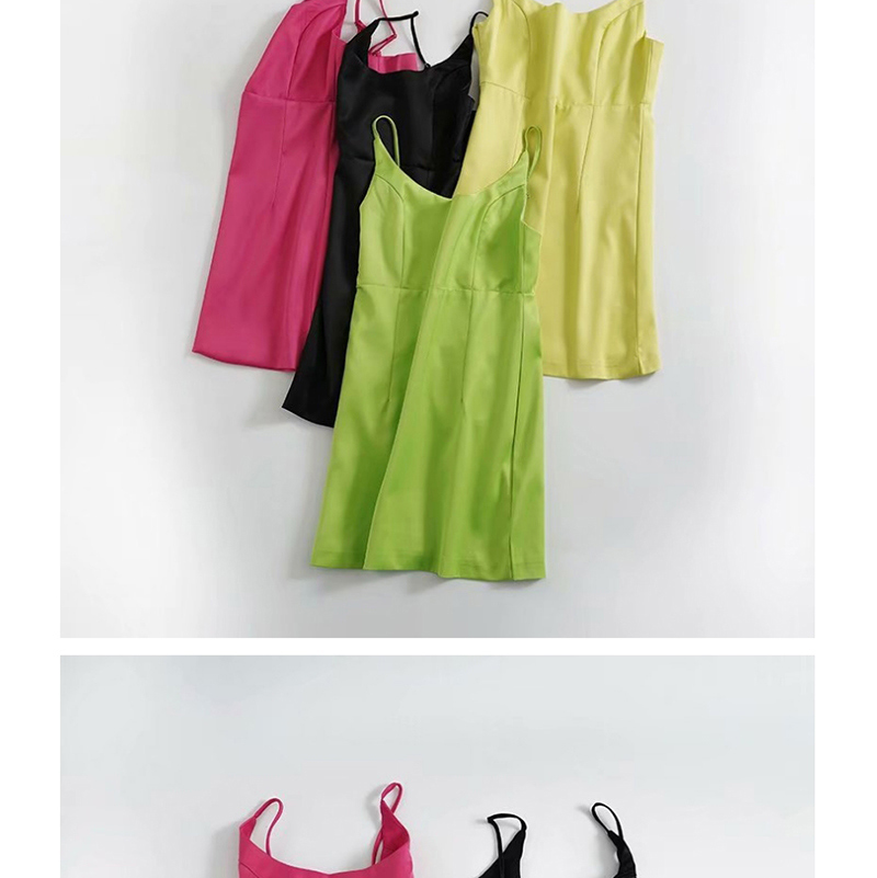 Fashion Fluorescent Green Satin Camisole Dress,Mini & Short Dresses
