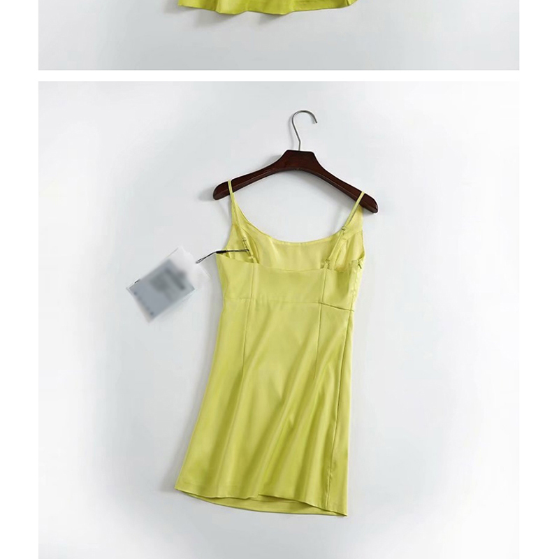 Fashion Fluorescent Green Satin Camisole Dress,Mini & Short Dresses
