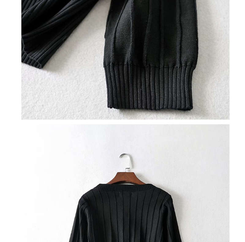 Fashion Black Small Square Collar 7-point Sleeve Sweater Sweater,Tank Tops & Camis
