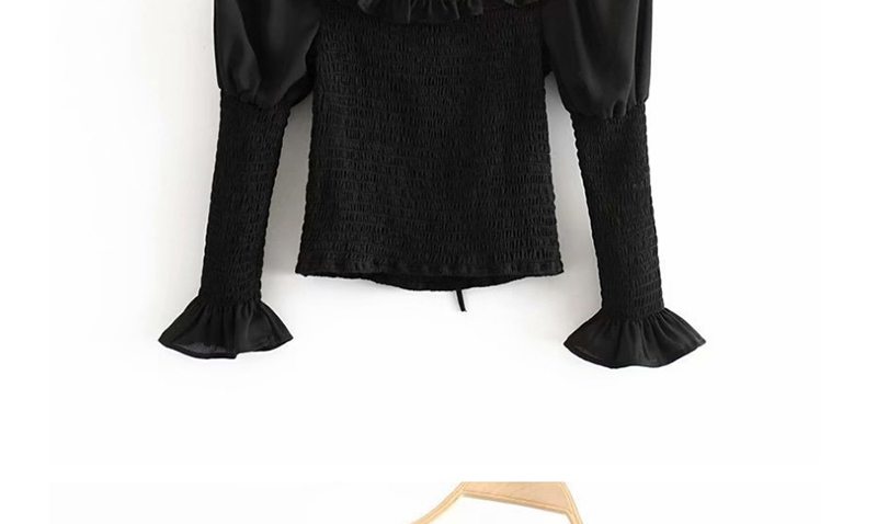 Fashion Black Elastic Pleated Fungus Shirt,Blouses