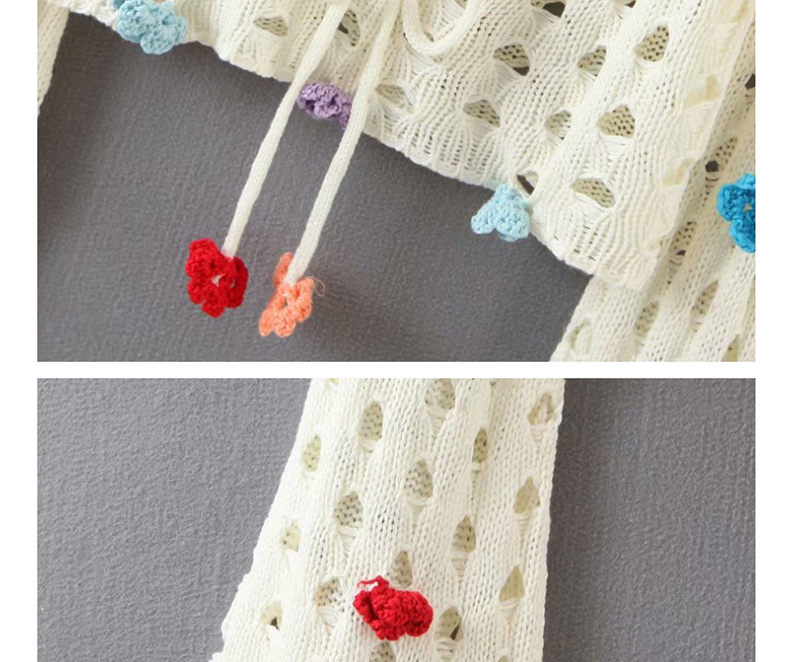 Fashion Off-white Crochet Cutout Stitching Sweater,Coat-Jacket