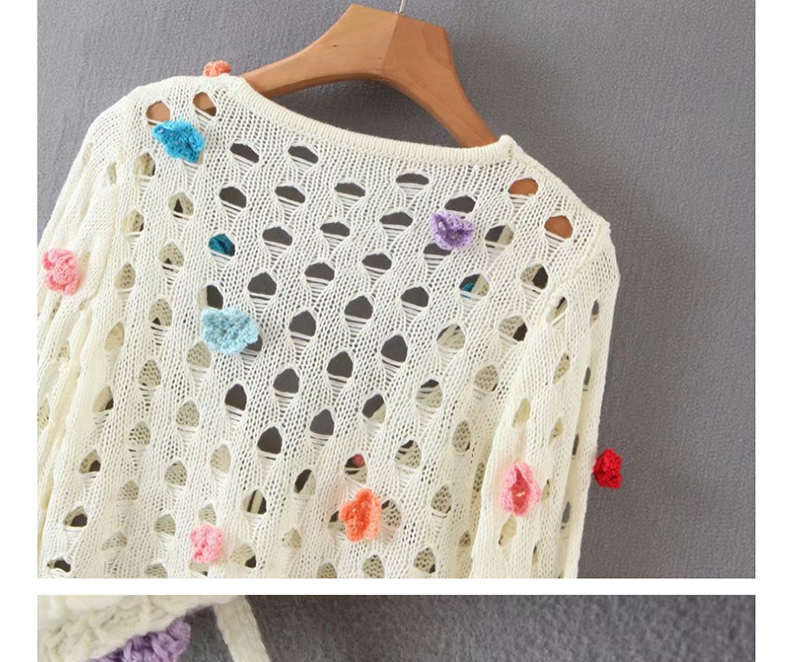 Fashion Off-white Crochet Cutout Stitching Sweater,Coat-Jacket