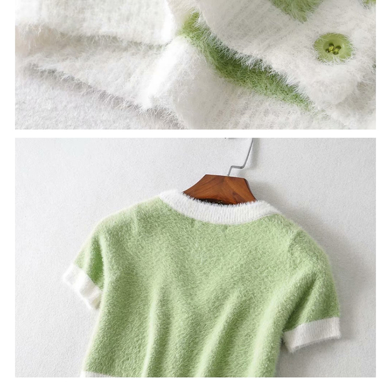 Fashion Beige Mohair Colorblock Cropped Sweater,Sweater