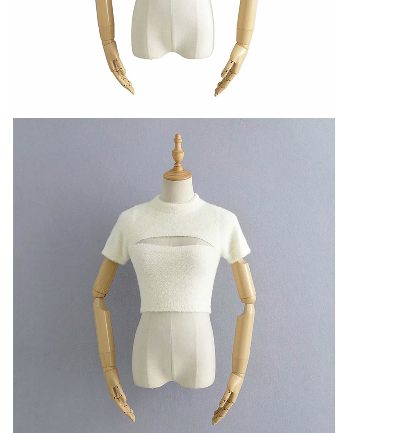 Fashion Off-white Half Turtleneck Cutout Sweater,Sweater