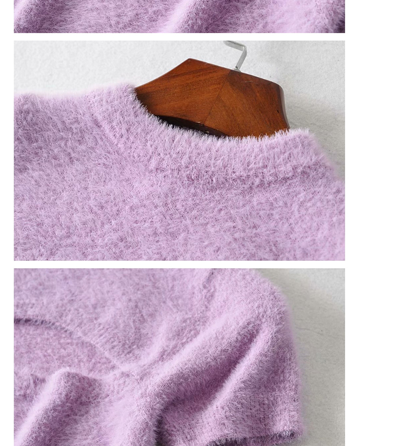 Fashion Purple Half Turtleneck Cutout Sweater,Sweater