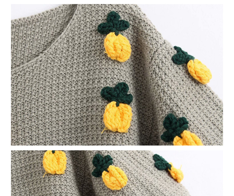 Fashion Grey-green Pineapple Pattern Stitching Pullover Sweater Sweater,Sweater