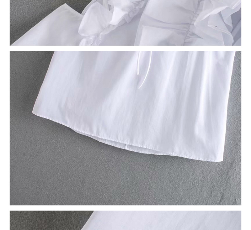 Fashion White Layered Ruffled Poplin Shirt,Blouses