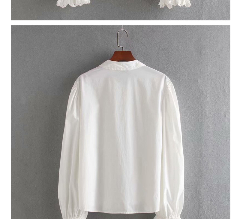 Fashion White Embroidered Poplin Single-breasted Shirt,Blouses