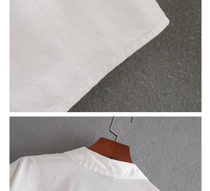 Fashion White Embroidered Poplin Single-breasted Shirt,Blouses