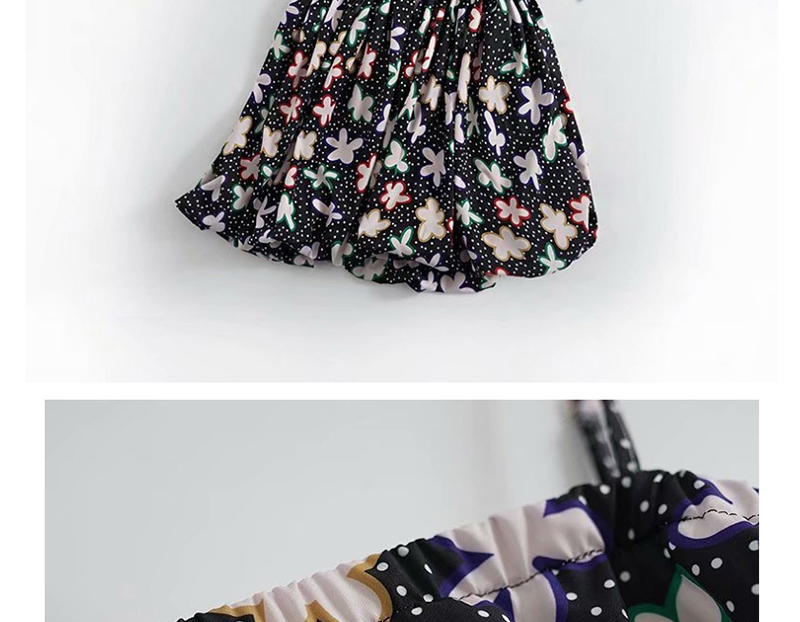 Fashion Black Bubble Flower Print Camisole Dress,Mini & Short Dresses