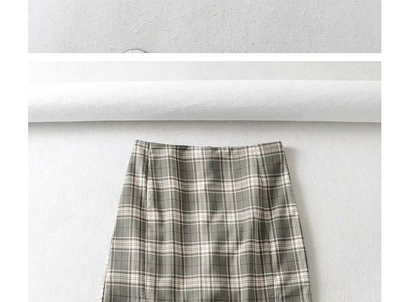 Fashion Green Check Print Skirt,Skirts