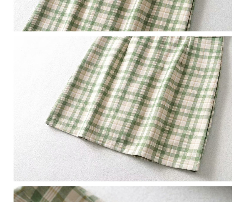 Fashion Green Checked Printed Hip Skirt,Skirts