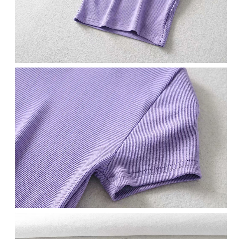 Fashion Purple Small Round Neck Slim T-shirt,Hair Crown