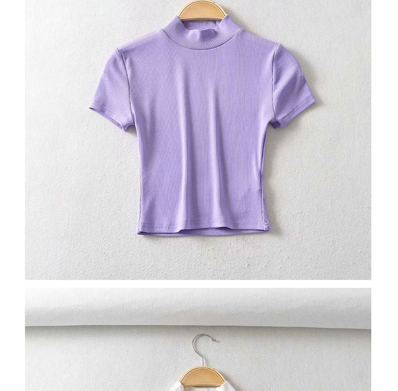 Fashion Purple Small Turtleneck Slim-fit T-shirt,Hair Crown