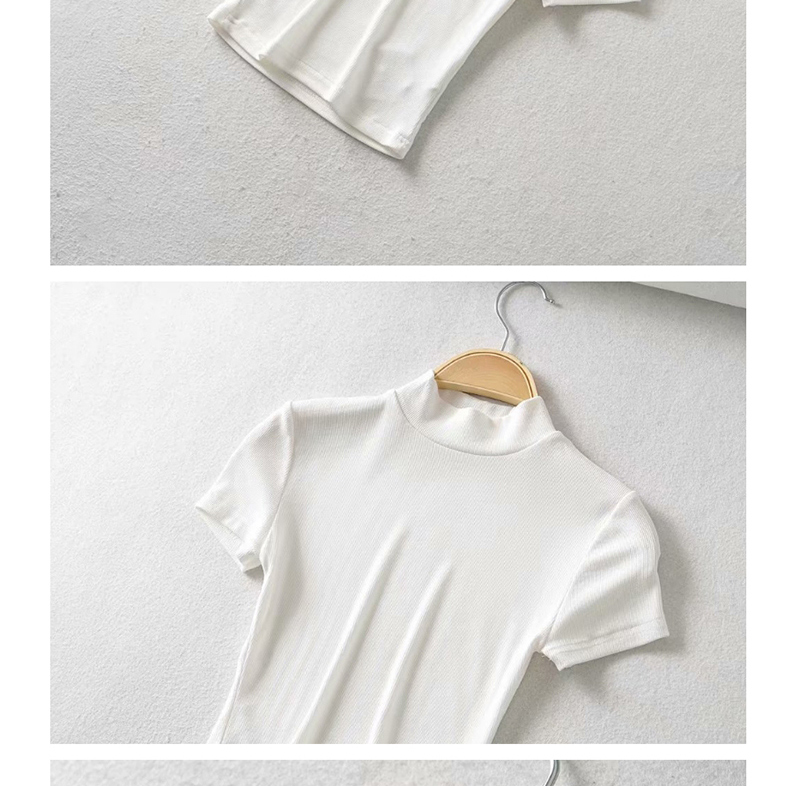 Fashion White Small Turtleneck Slim-fit T-shirt,Hair Crown