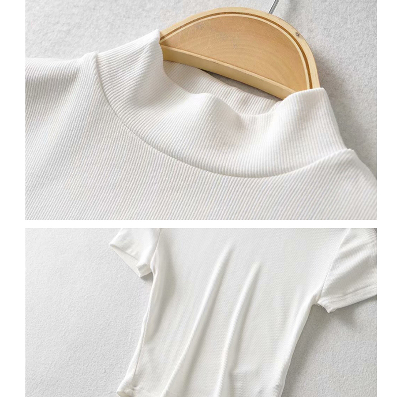 Fashion White Small Turtleneck Slim-fit T-shirt,Hair Crown