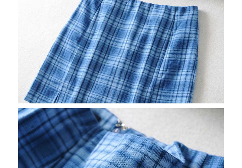 Fashion Blue Skim-proof Slit Print Skirt,Skirts