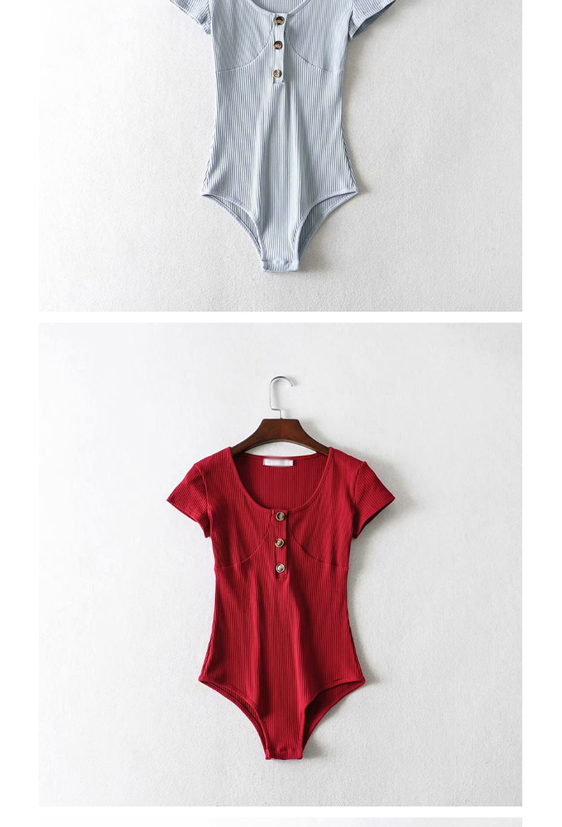 Fashion Red Wine Breasted Patchwork Shorts,Bodysuits
