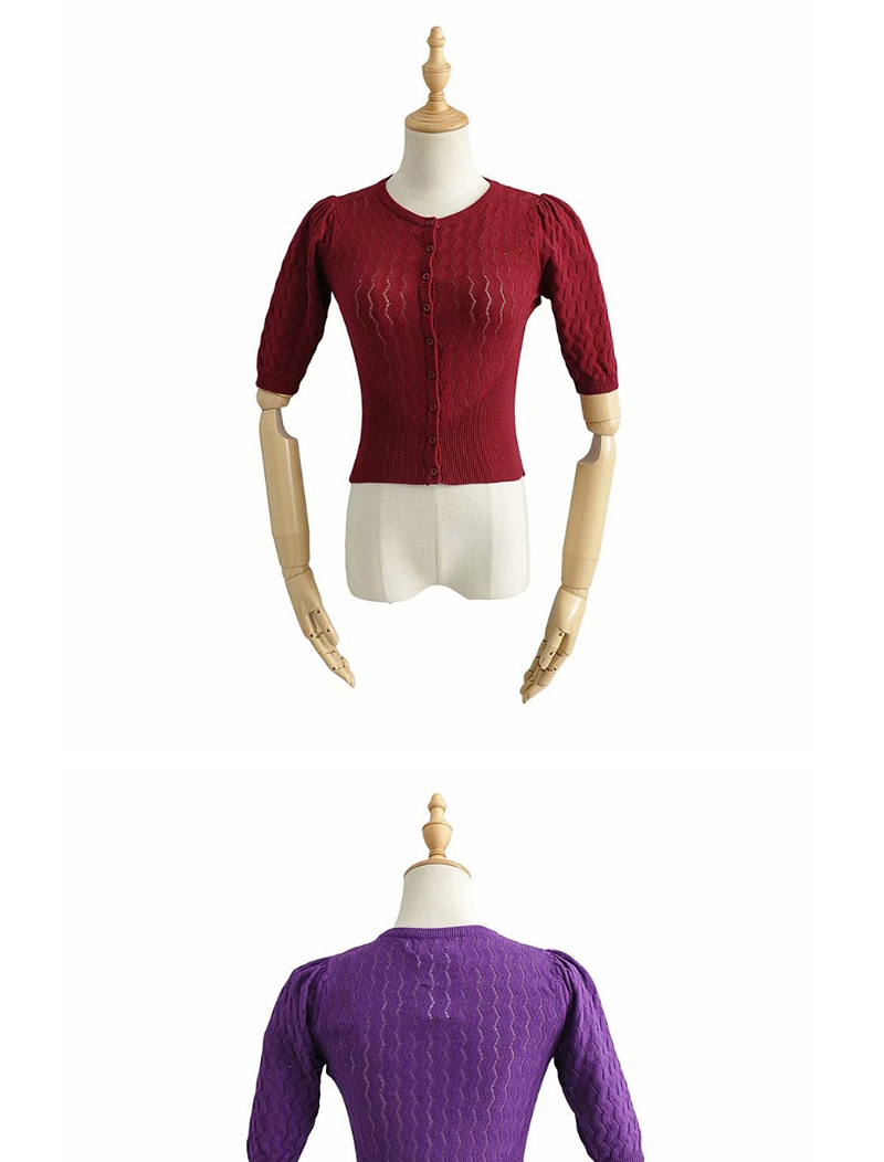 Fashion Deep Purple Cutout Waist Sweater,Sweater