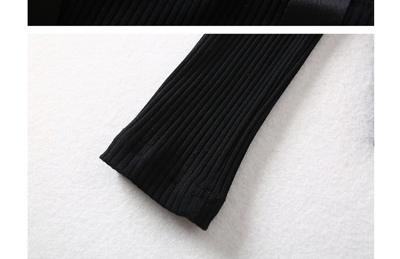 Fashion Black Buckled Shoulder Strap Zip-front Stretch Stretch Navel Top,Blouses