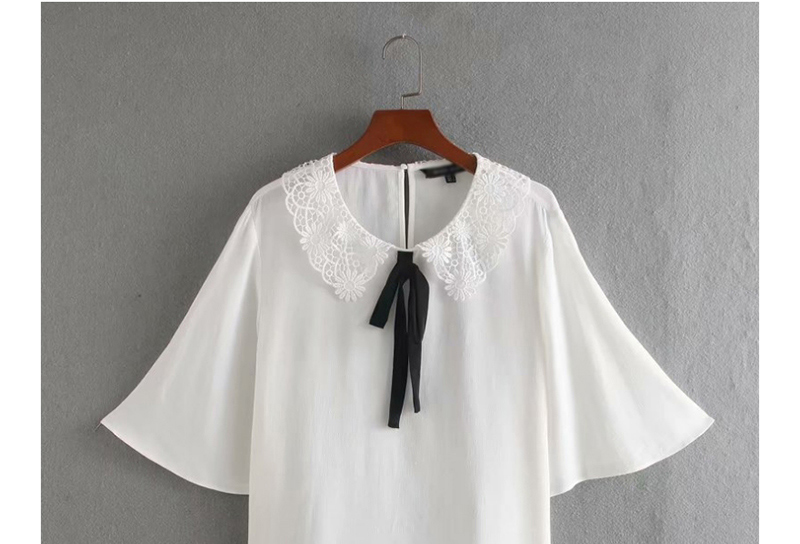 Fashion White Bow Lace Collar Shirt,Blouses