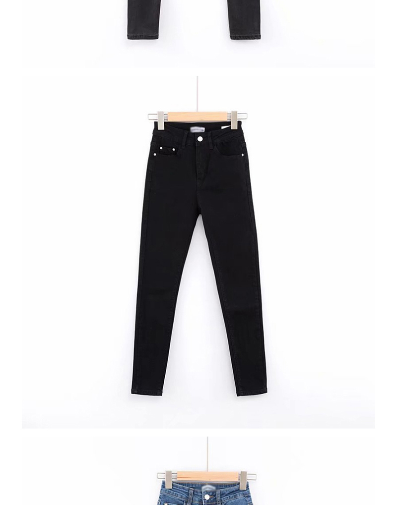 Fashion Black Washed Mid-rise Thin Denim Pencil Pants,Pants