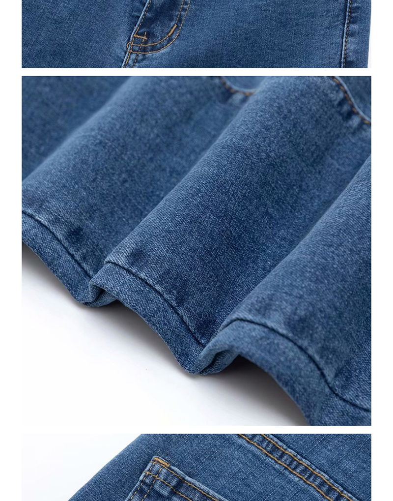 Fashion Blue Washed Mid-rise Thin Denim Pencil Pants,Pants