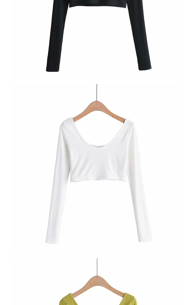 Fashion White Big V-neck Slim Fit T-shirt,Blouses