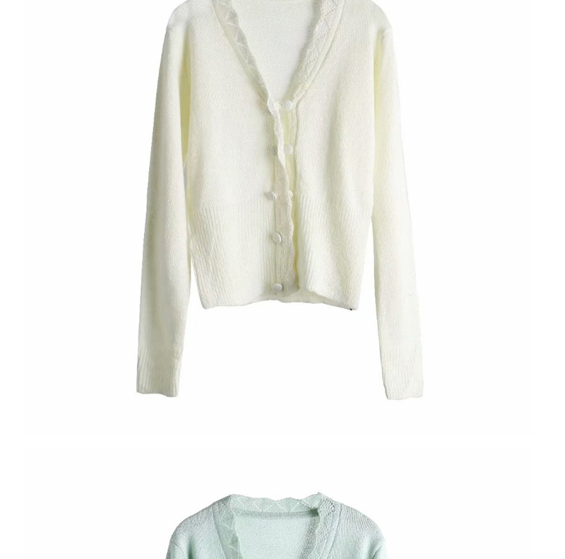 Fashion White Crochet Wave-trimmed Cardigan,Sweater
