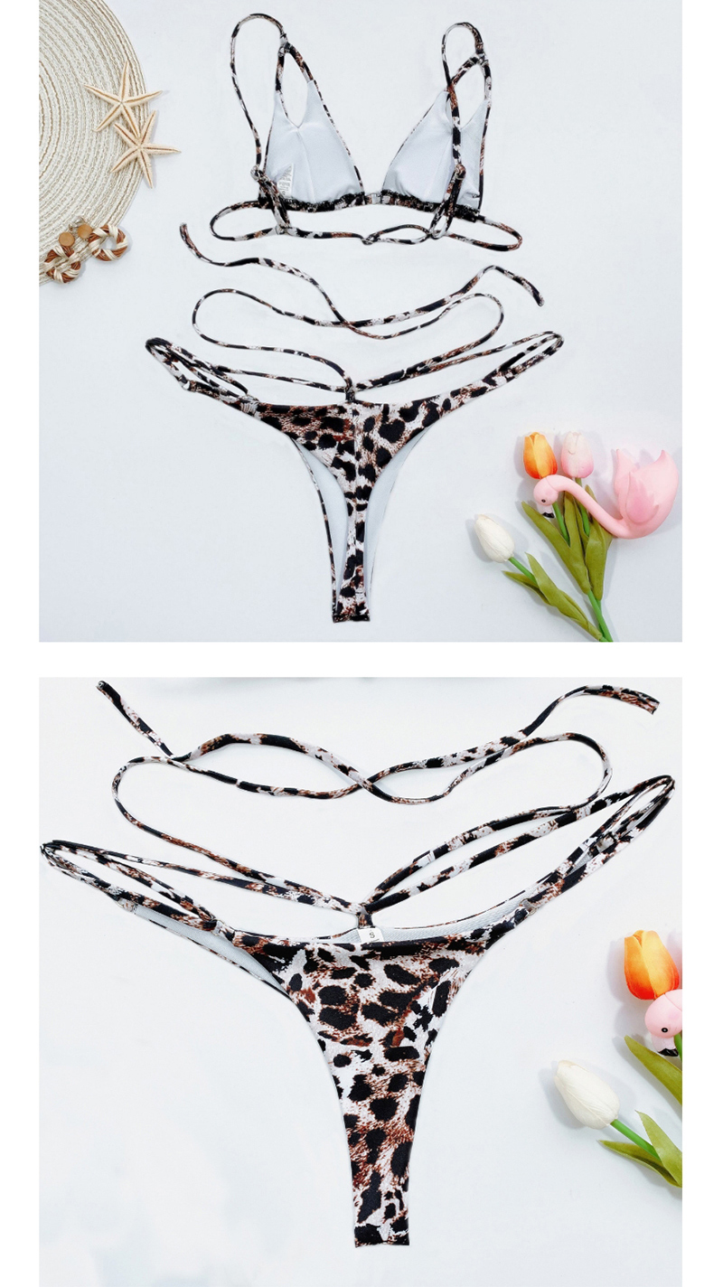 Fashion Leopard Print Printed Cutout Lace Split Swimsuit,Bikini Sets