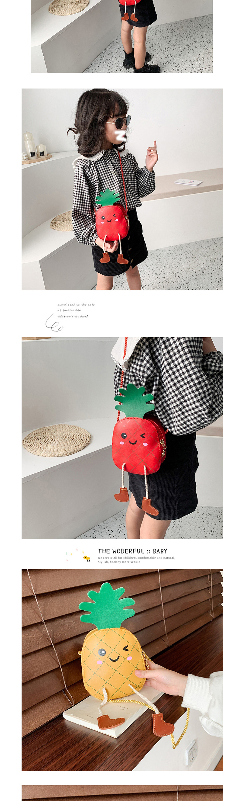 Fashion Pink Cartoon Pineapple Children Shoulder Bag,Shoulder bags