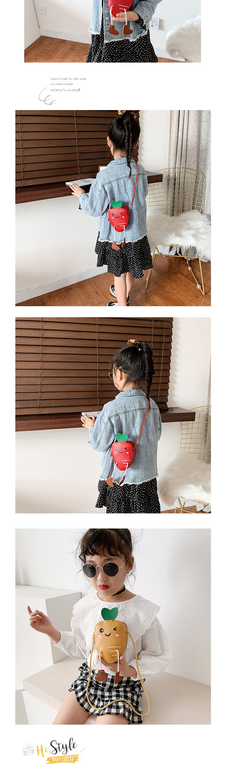 Fashion Light Brown Cartoon Carrot Children Shoulder Messenger Bag,Shoulder bags