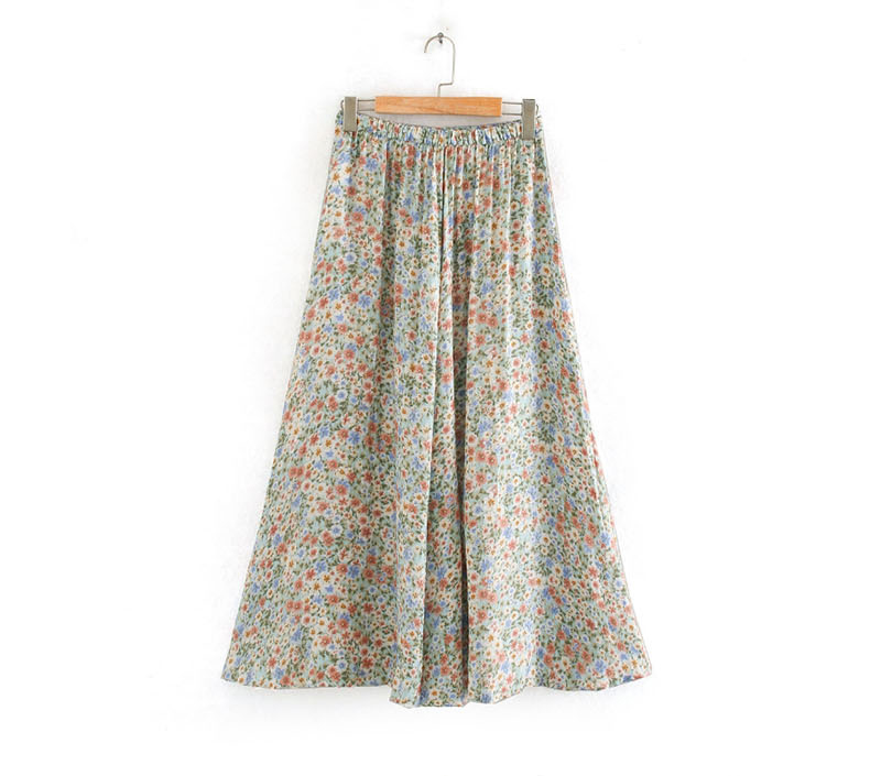 Fashion Photo Color Wrinkle-effect Floral Print Skirt,Skirts