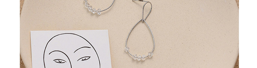 Fashion Silver Crystal Geometric Twisted Drop Shaped Pierced Earrings,Drop Earrings