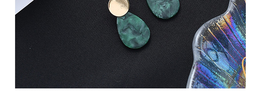 Fashion Blue Acrylic Leopard Print Panel Splice Water Drop Resin Earrings,Drop Earrings