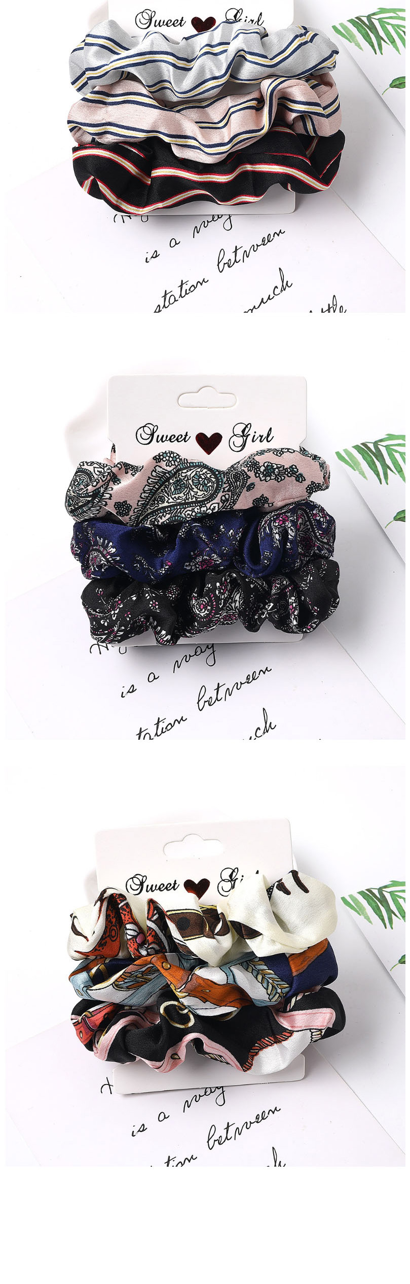 Fashion Pink Champagne Black Crystal Forged Fabric Chiffon Small Bowel Hair Rope Set,Hair Ring