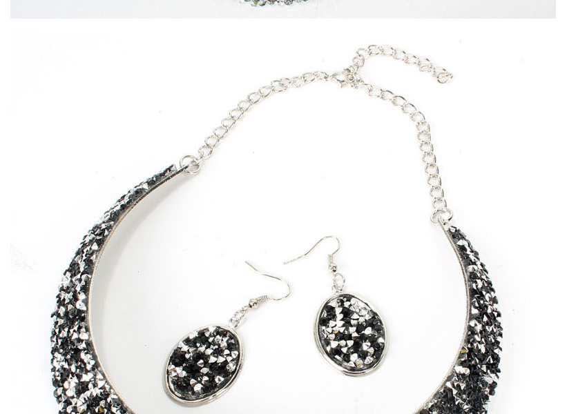 Fashion White Crystal Metal Fake Collar Necklace Earring Set,Jewelry Sets