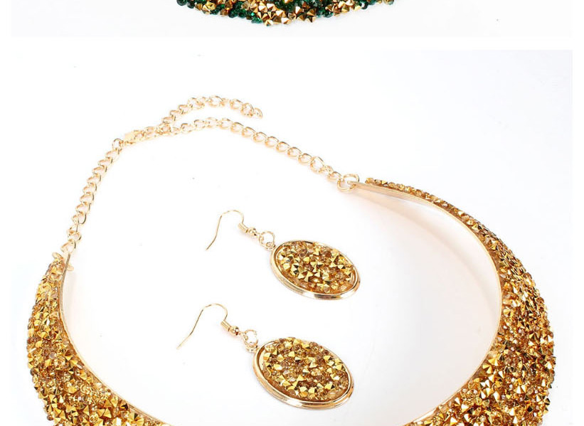 Fashion Yellow Crystal Metal Fake Collar Necklace Earring Set,Jewelry Sets