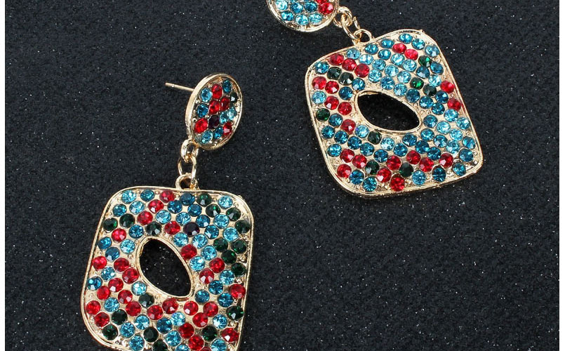 Fashion Golden Geometric Cutout Alloy Earrings With Diamonds,Drop Earrings