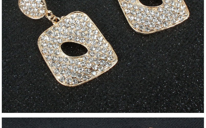 Fashion Golden Geometric Cutout Alloy Earrings With Diamonds,Drop Earrings