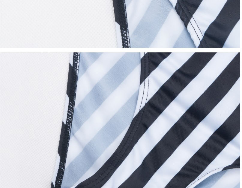 Fashion Black And White Striped Printed Tank Top High Waist Split Swimsuit,Swimwear Plus Size