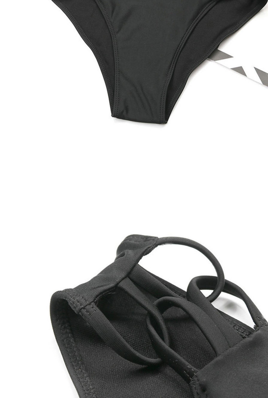 Fashion Black Halter Neck Strap Cutout Triangle Split Swimsuit,Bikini Sets
