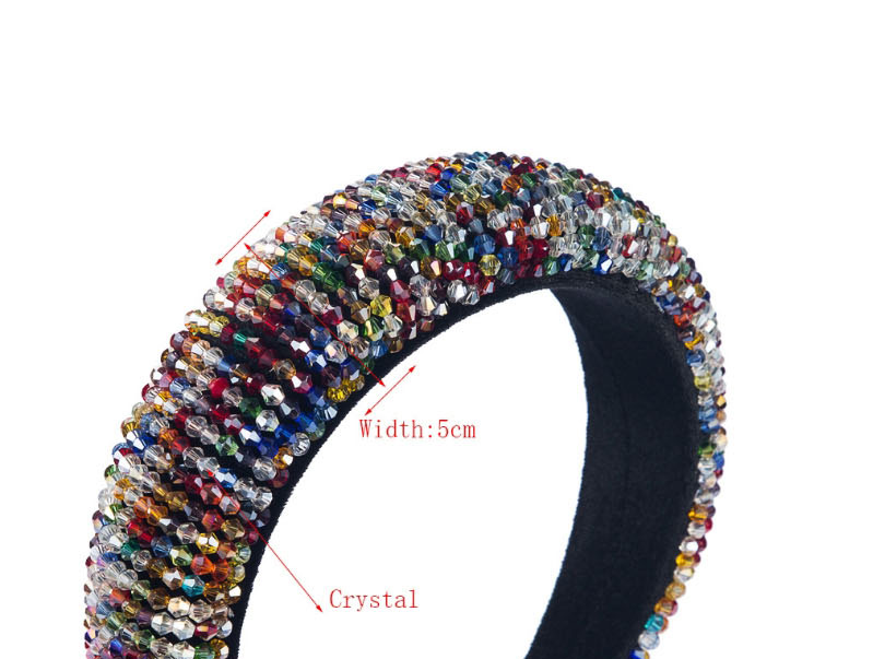 Fashion Crystal Color Handmade Beaded Sponge Cloth With Crystal Wide Edge Hoop,Head Band