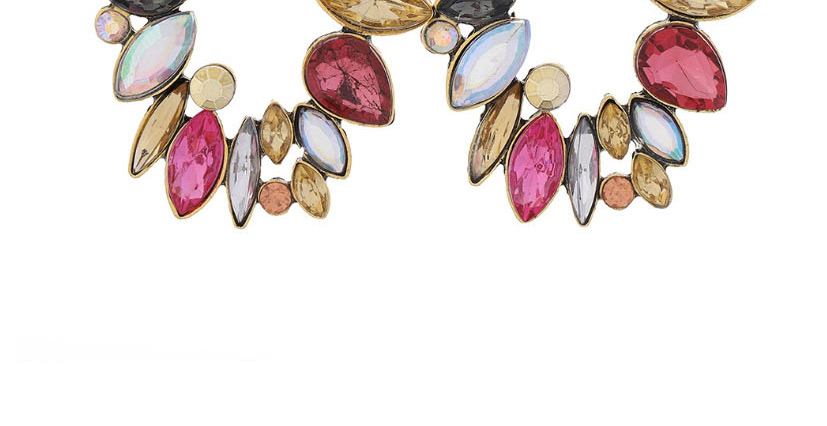 Fashion Color Geometric Multilayer Alloy Glass-set Diamond Earrings,Drop Earrings