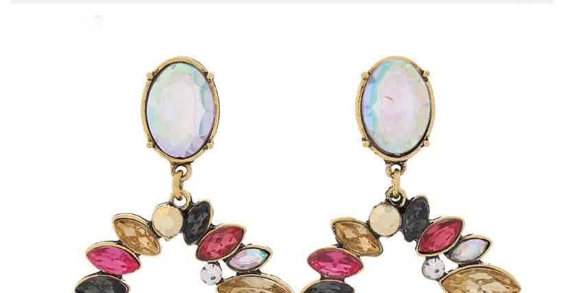 Fashion Color Geometric Multilayer Alloy Glass-set Diamond Earrings,Drop Earrings