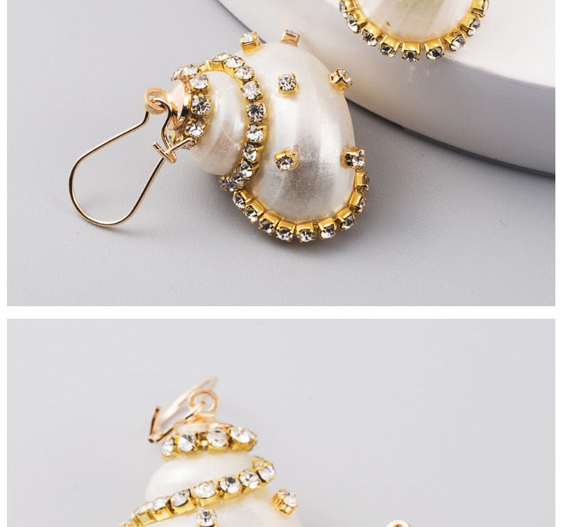 Fashion Color Conch Shell Alloy Earrings With Diamonds,Drop Earrings
