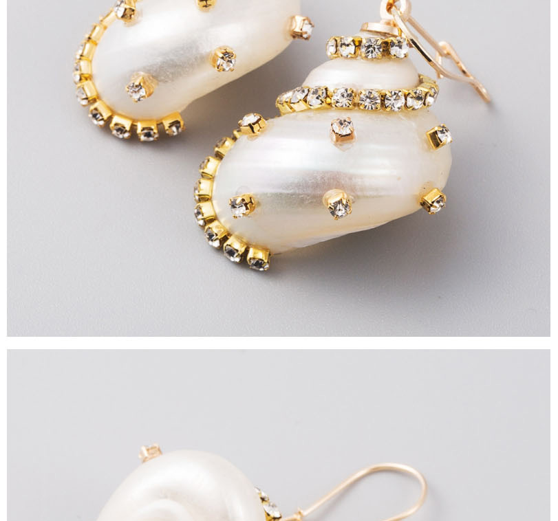 Fashion Color Conch Shell Alloy Earrings With Diamonds,Drop Earrings